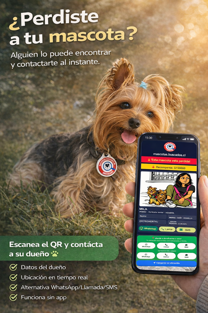 Medalla para mascotas QR
