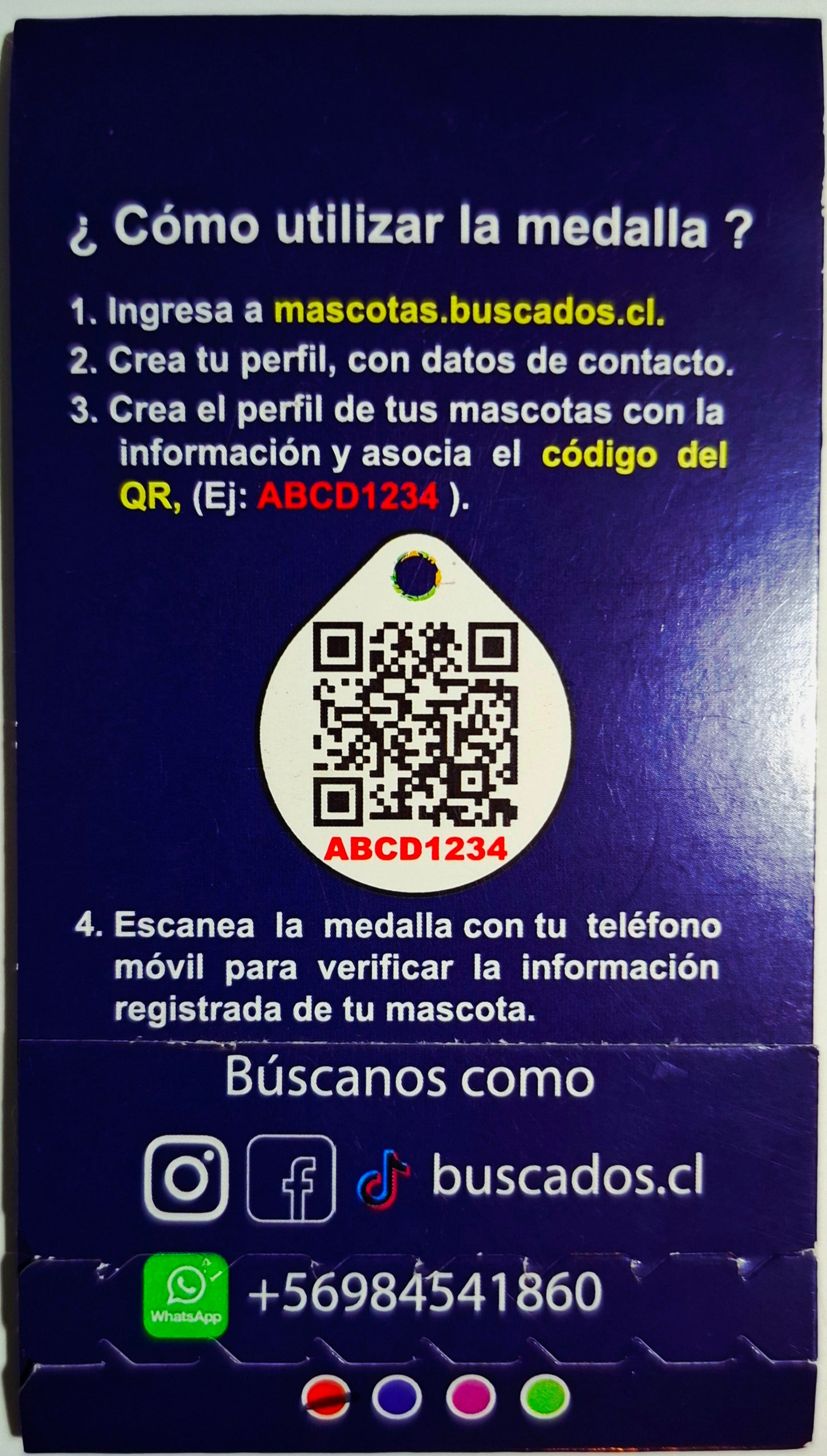 Medalla para mascotas QR