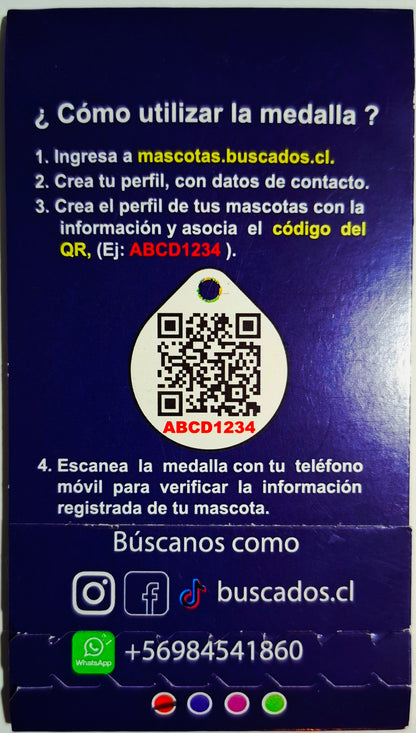 Medalla para mascotas QR