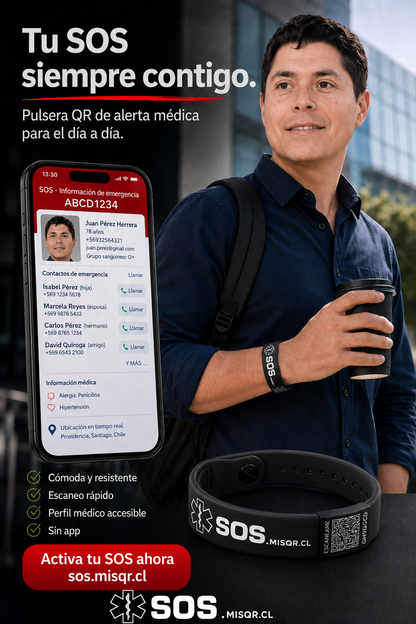 Pulsera SOS alerta medica