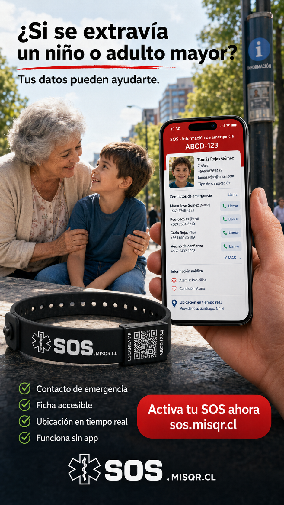 Pulsera SOS alerta medica